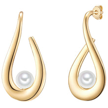  Ohrhänger Edelstahl gelbgold Muschelkernperle weiß