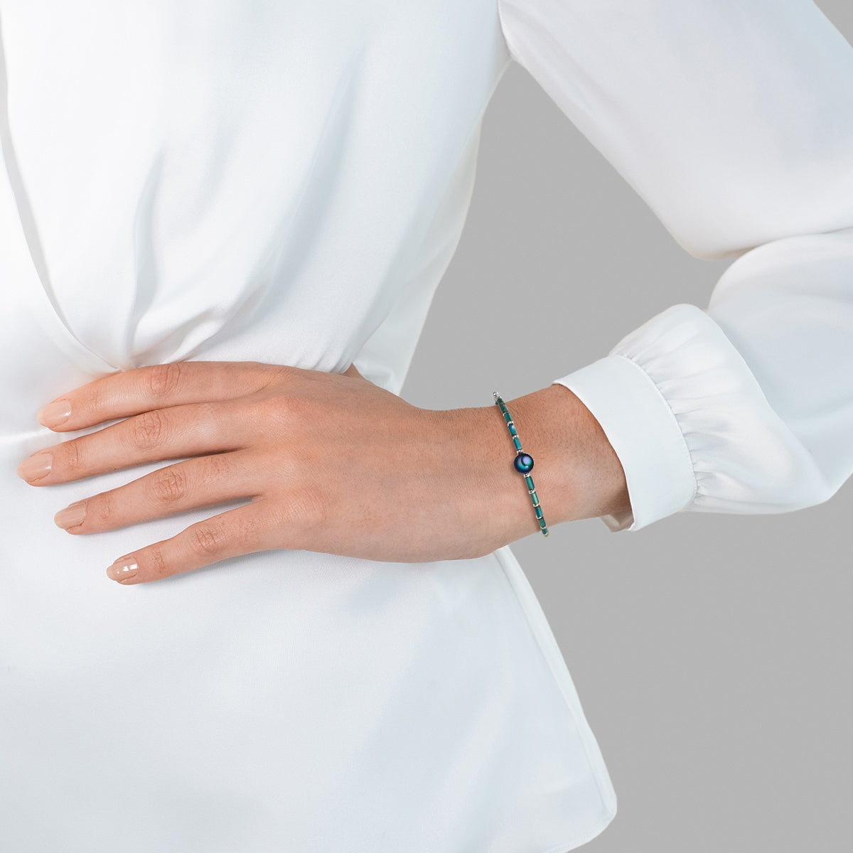 Armband Muschelkernperle blau