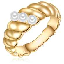  Ring gelbgold Muschelkernperle weiß