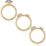 3er Set Ringe gelbgold verziert mit Kristallen von Swarovski® bunt
