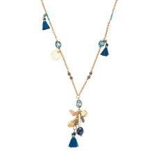  Kette mit Anhänger gelbgold Kristall bunt