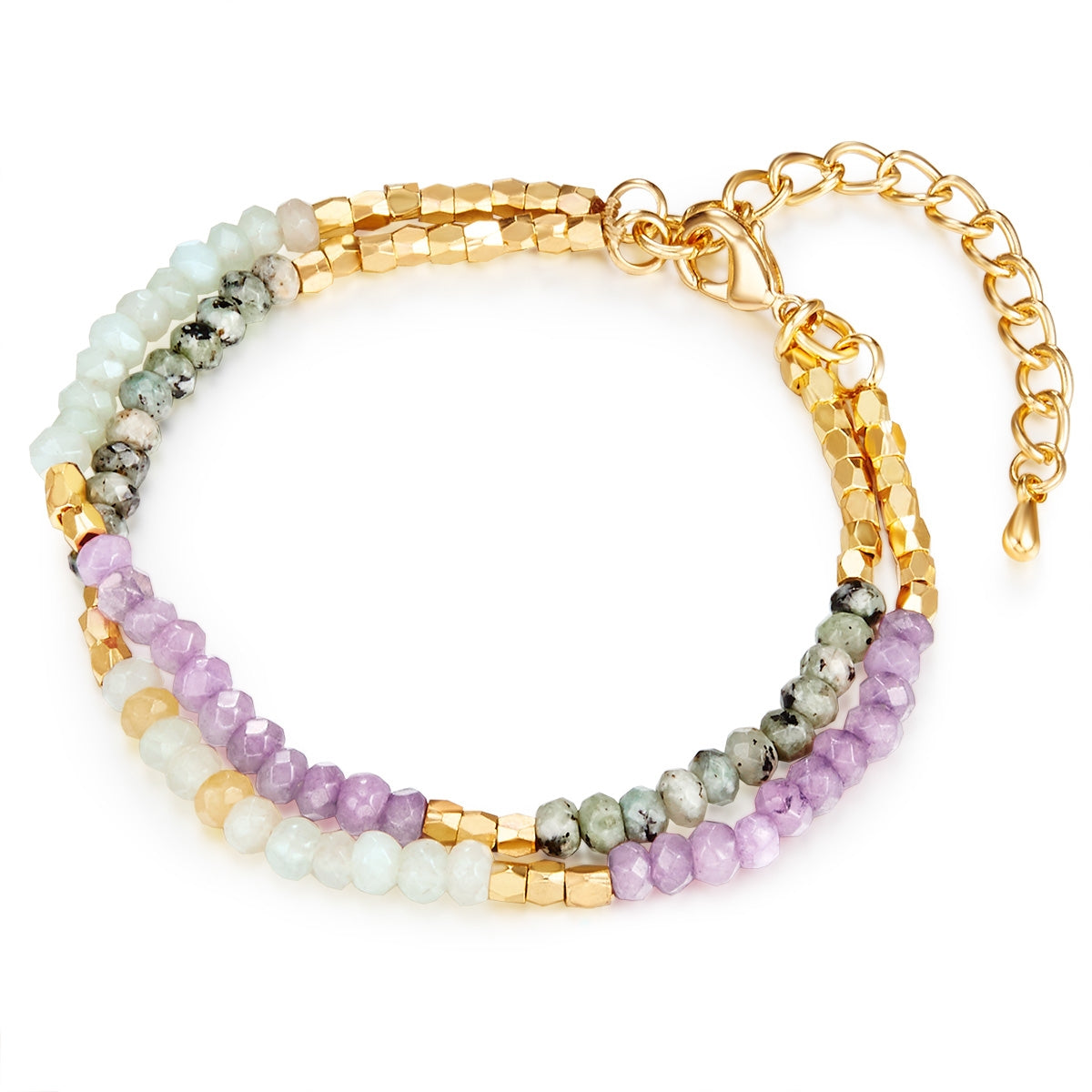 Armband gelbgold Naturstein bunt