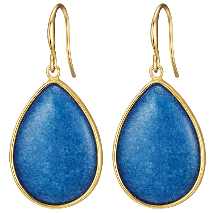 Ohrhänger gelbgold Naturstein blau