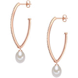 Ohrhänger Sterling Silber roségold Süßwasser-Zuchtperle weiß Zirkonia weiß