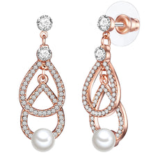  Ohrstecker roségold Muschelkernperle weiß Glaskristall weiß