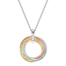  Kette mit Anhänger Sterling Silber tri-Color Diamant weiß