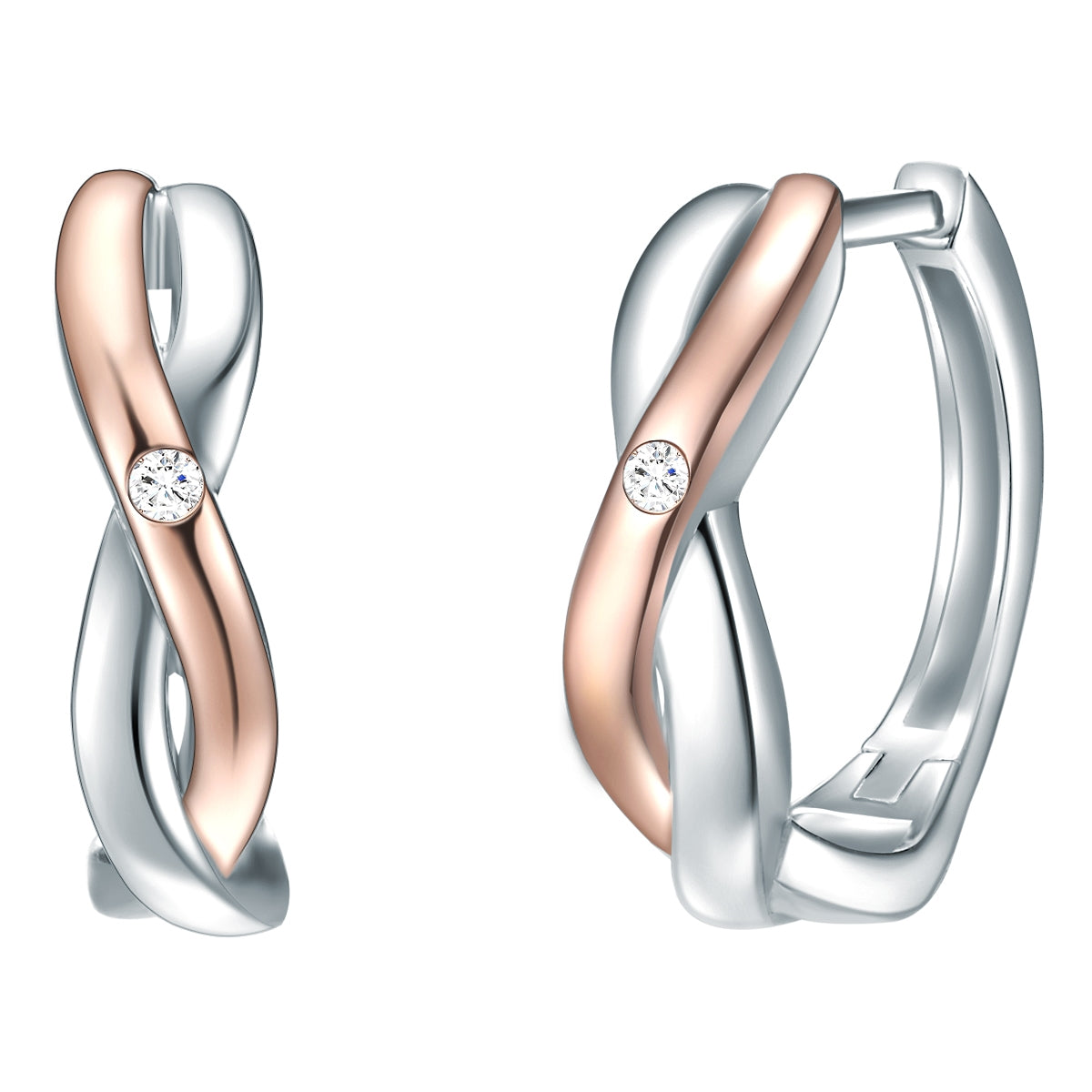 Creolen Sterling Silber bicolor Diamant weiß