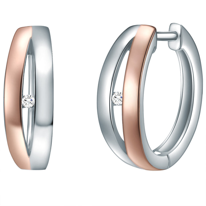 Creolen Sterling Silber bicolor Diamant weiß
