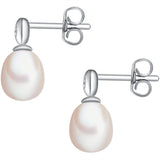 Ohrstecker Sterling Silber Süßwasser-Zuchtperle creme Diamant weiß