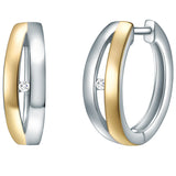 Creolen Sterling Silber bicolor Diamant weiß