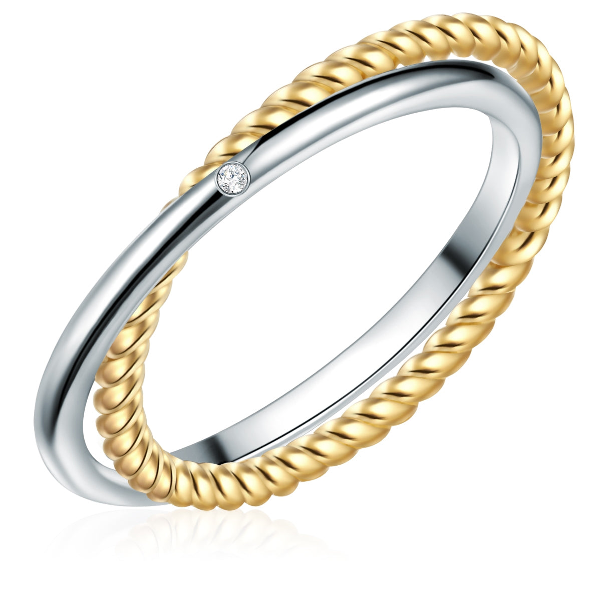 Ring Sterling Silber bicolor Diamant weiß