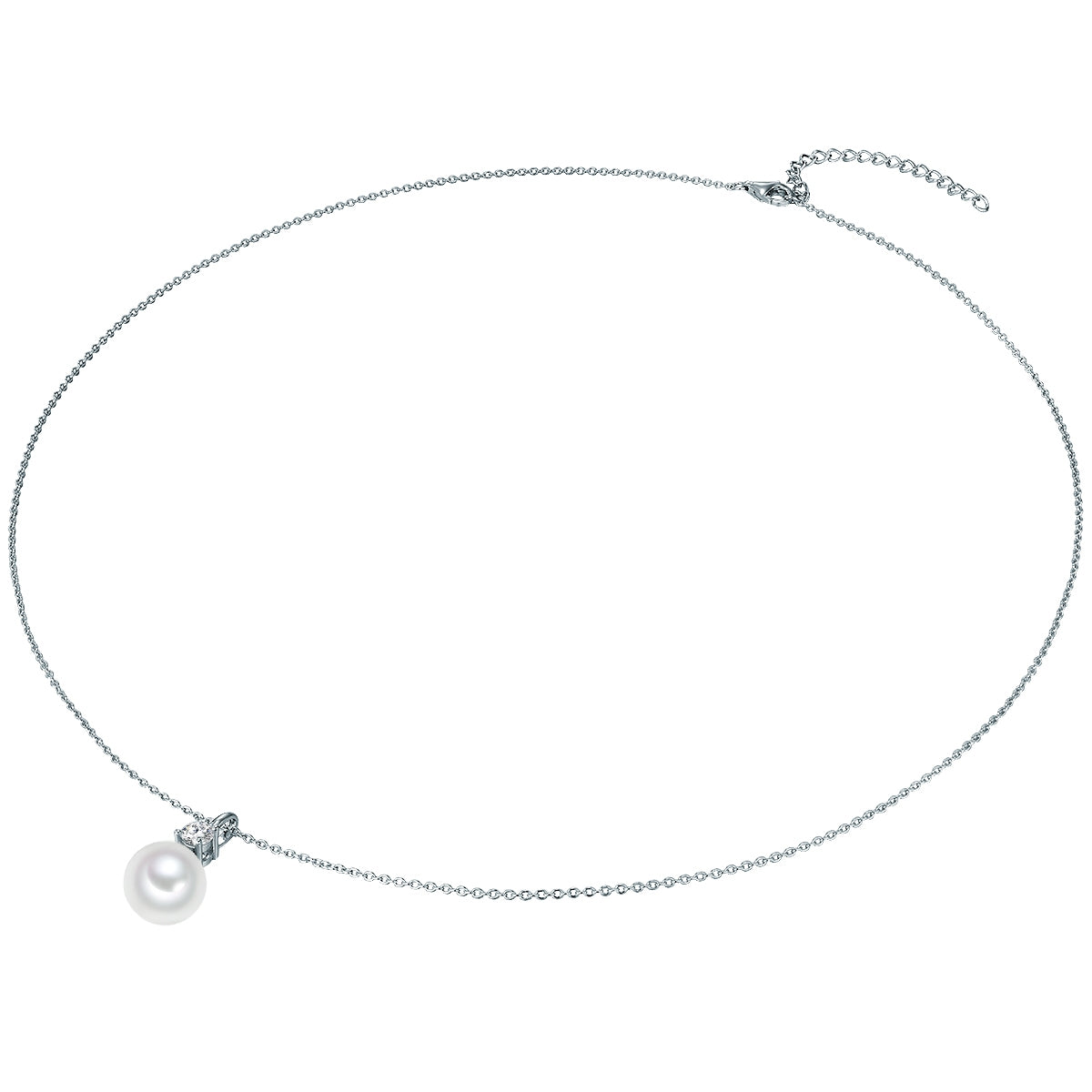 Kette mit Anhänger Sterling Silber Muschelkernperle weiß Zirkonia weiß