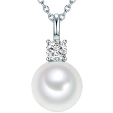  Kette mit Anhänger Sterling Silber Muschelkernperle weiß Zirkonia weiß