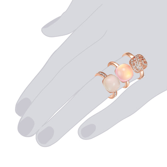 3er Set Ringe roségold verziert mit Kristallen von Swarovski® weiß