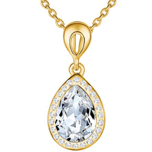  Kette mit Anhänger gelbgold verziert mit Kristallen von Swarovski® weiß Glas weiß