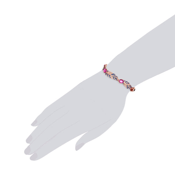 Armband roségold verziert mit Kristallen von Swarovski® weiß Glas pink