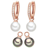 Creolen roségold Muschelkernperle weiß silbergrau Zirkonia weiß