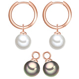 Creolen roségold Muschelkernperle weiß silbergrau Zirkonia weiß