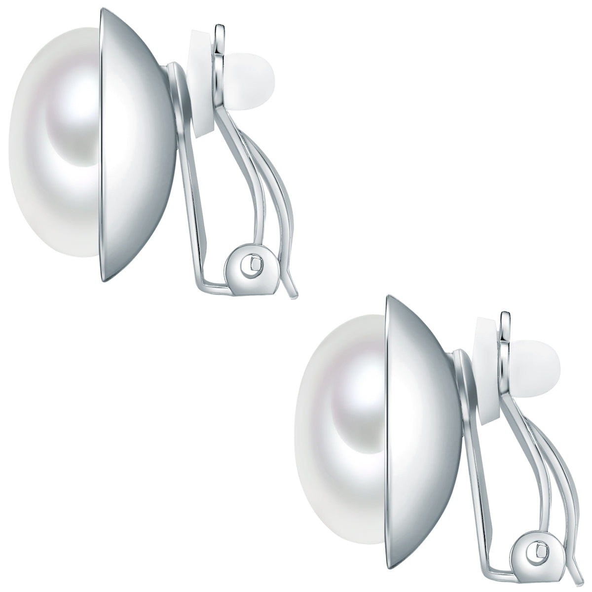 Ohrclips Muschelkernperle weiß