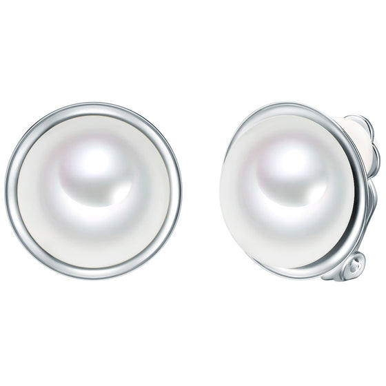 Ohrclips Muschelkernperle weiß