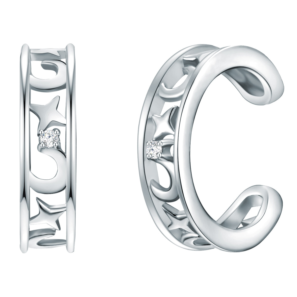 Ohrklemmen Sterling Silber Diamant weiß