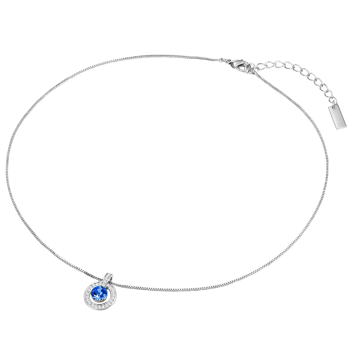 Kette mit Anhänger Zirkonia weiß Preciosa blau