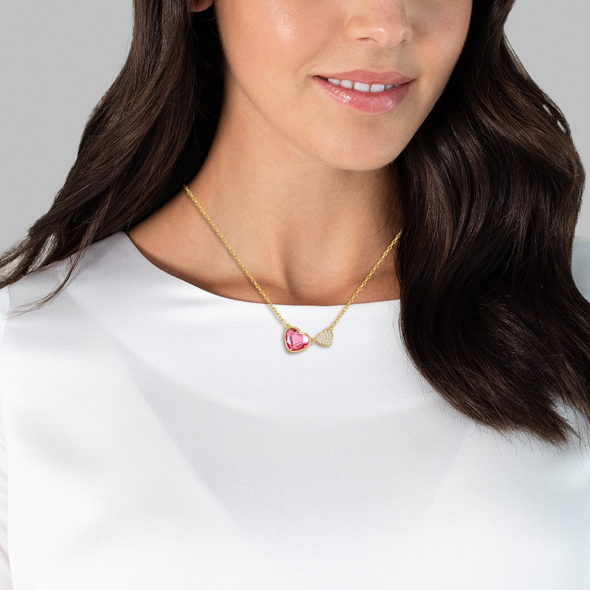 Kette mit Anhänger gelbgold Zirkonia weiß rosa