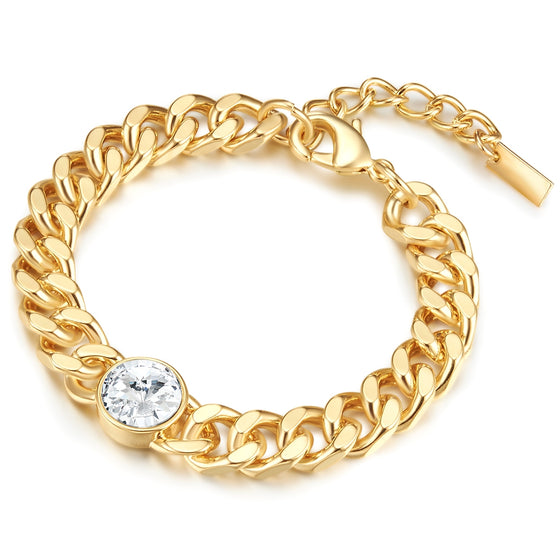 Armband gelbgold Glaskristall weiß