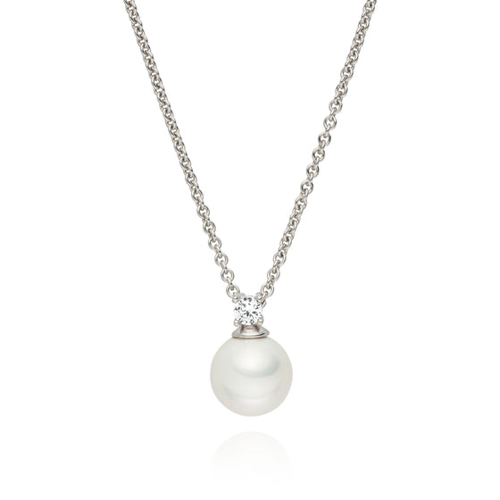 Kette mit Anhänger Muschelkernperle weiß Zirkonia weiß