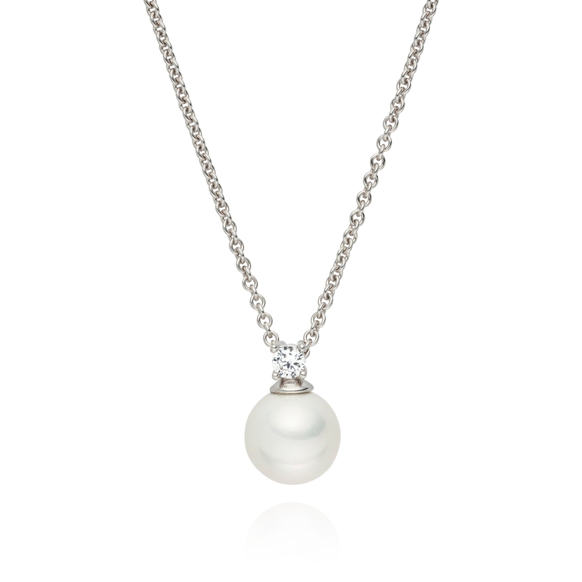 Kette mit Anhänger Muschelkernperle weiß Zirkonia weiß