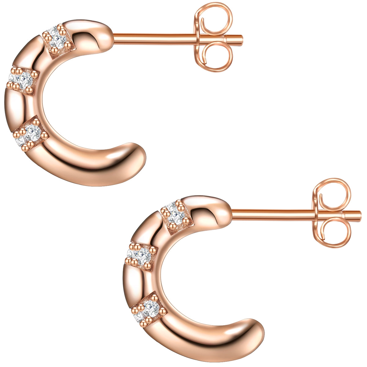 Creolen roségold Zirkonia weiß