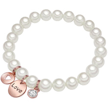 Armband roségold Muschelkernperle weiß Glaskristall weiß