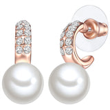 Creolen roségold Muschelkernperle weiß Glaskristall weiß