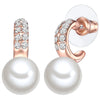 Creolen roségold Muschelkernperle weiß Glaskristall weiß