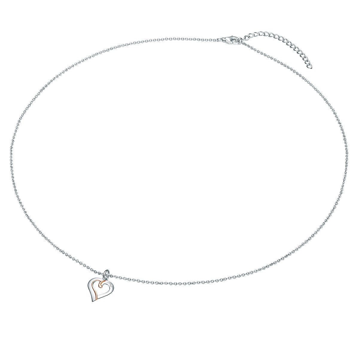 Kette mit Anhänger Sterling Silber bicolor Diamant weiß