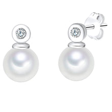  Ohrstecker Sterling Silber Süßwasser-Zuchtperle weiß Zirkonia weiß