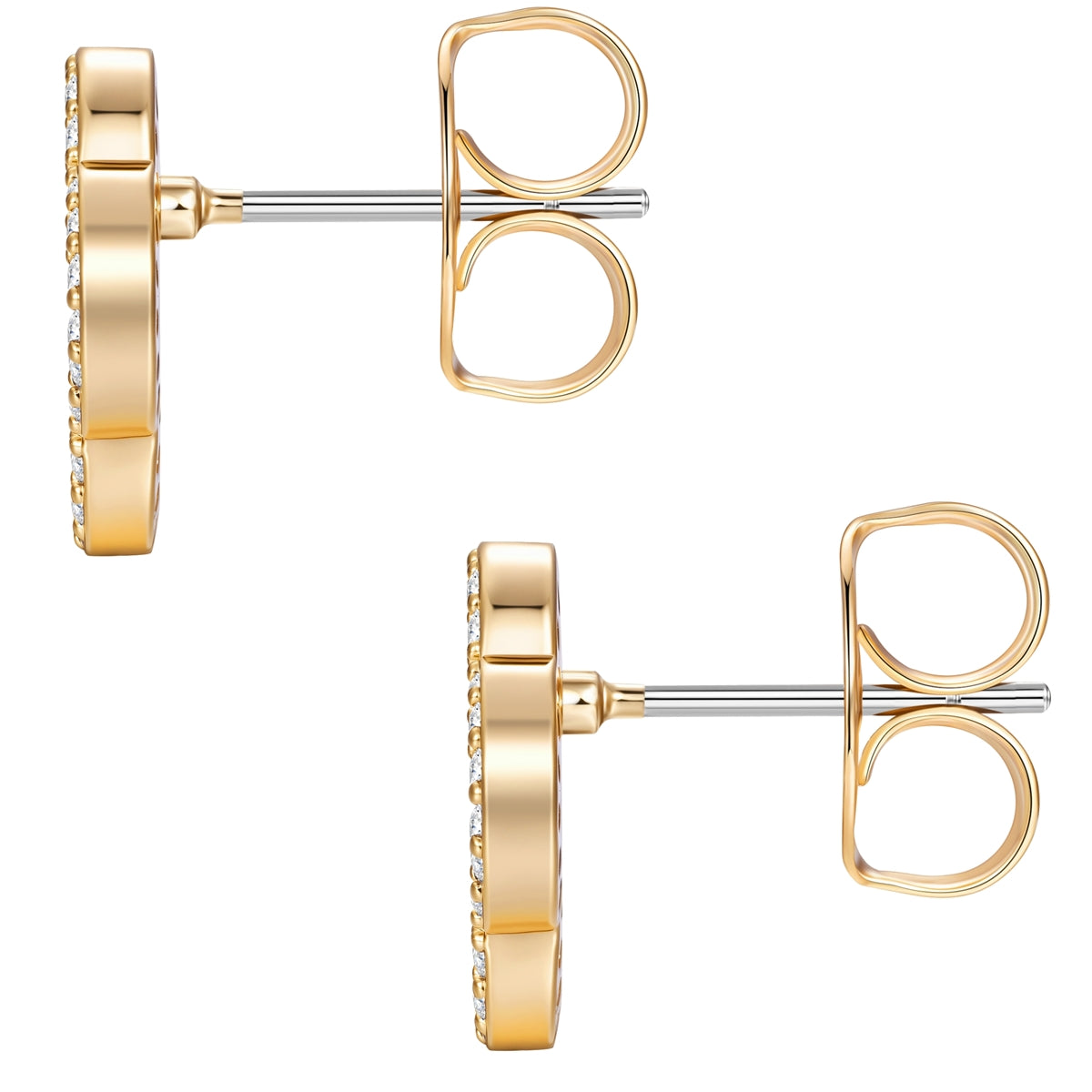 Ohrstecker gelbgold Zirkonia weiß Acryl grün