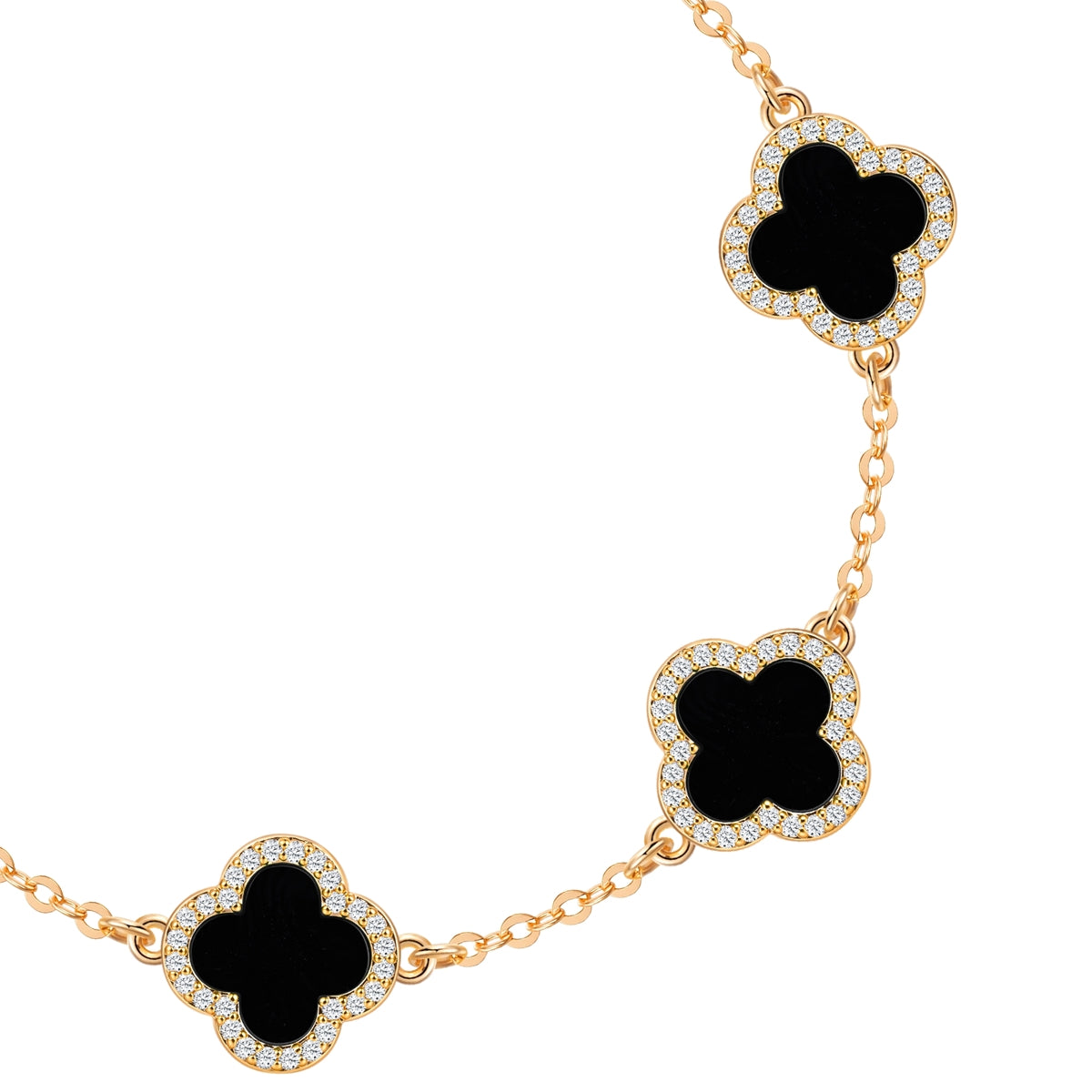 Armband gelbgold Zirkonia weiß Acryl schwarz