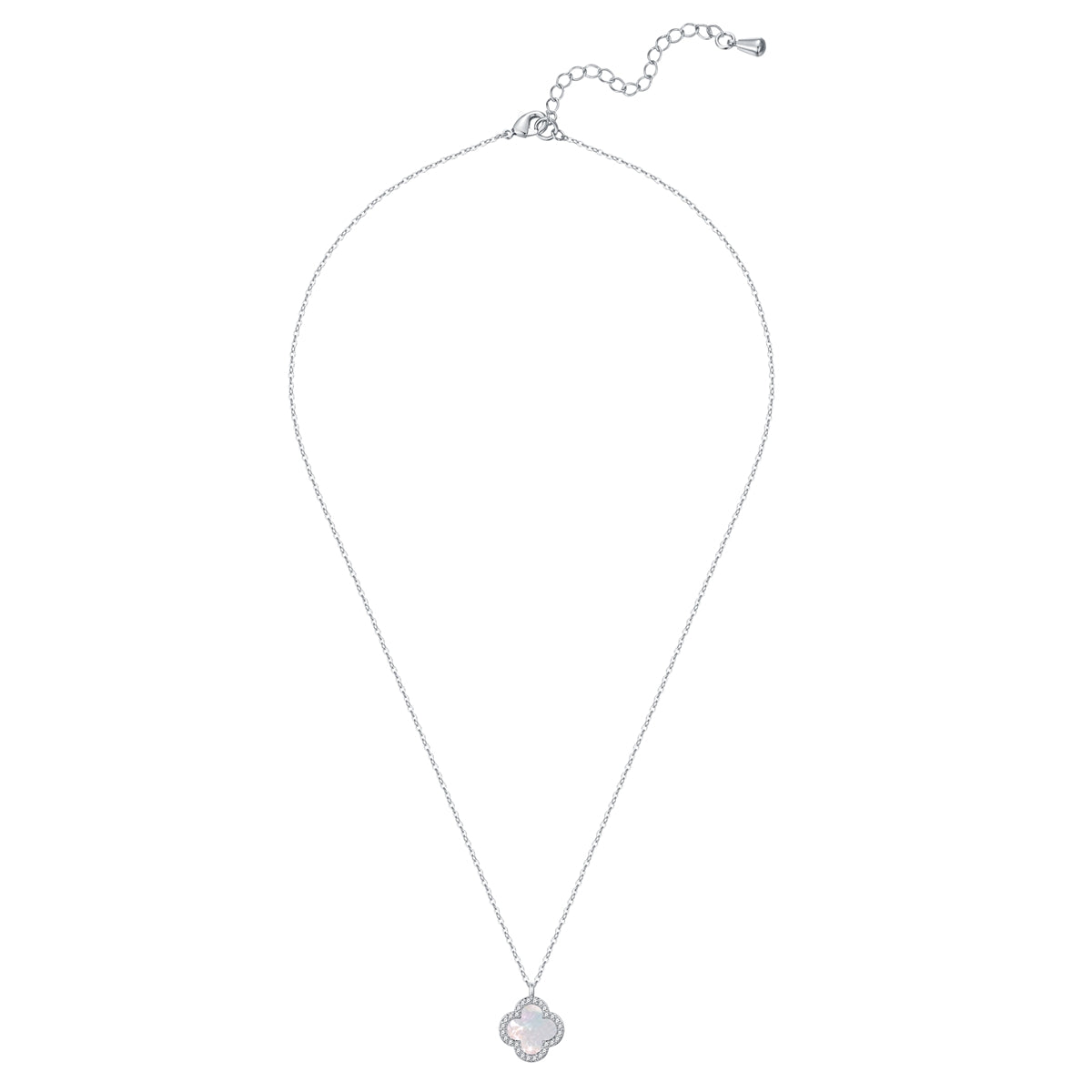Kette mit Anhänger Zirkonia weiß Perlmutt weiß