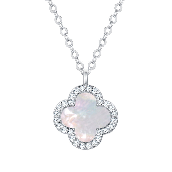Kette mit Anhänger Zirkonia weiß Perlmutt weiß