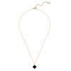 Kette mit Anhänger geblgold Zirkonia weiß Acryl schwarz