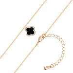 Kette mit Anhänger geblgold Zirkonia weiß Acryl schwarz