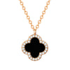 Kette mit Anhänger geblgold Zirkonia weiß Acryl schwarz