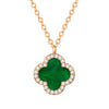 Kette mit Anhänger gelbgold Zirkonia weiß Acryl grün