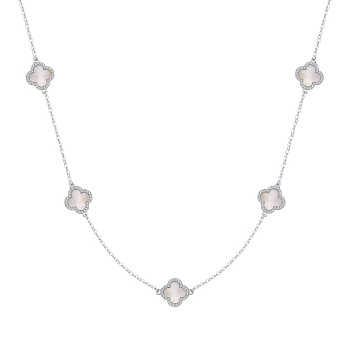 Kette mit Anhänger Zirkonia weiß Perlmutt weiß