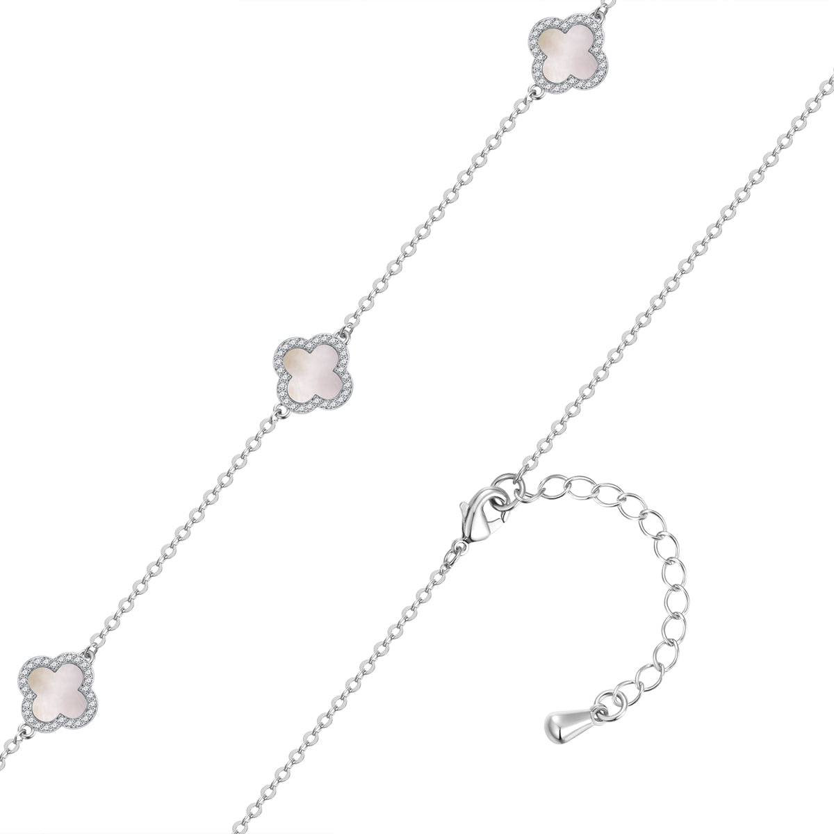 Kette mit Anhänger Zirkonia weiß Perlmutt weiß