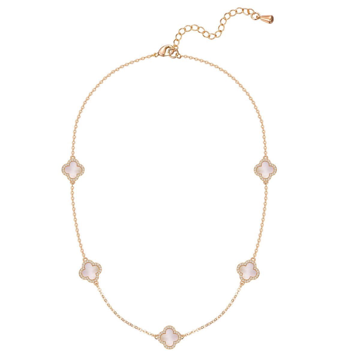 Kette mit Anhänger gelbgold Zirkonia weiß Perlmutt weiß