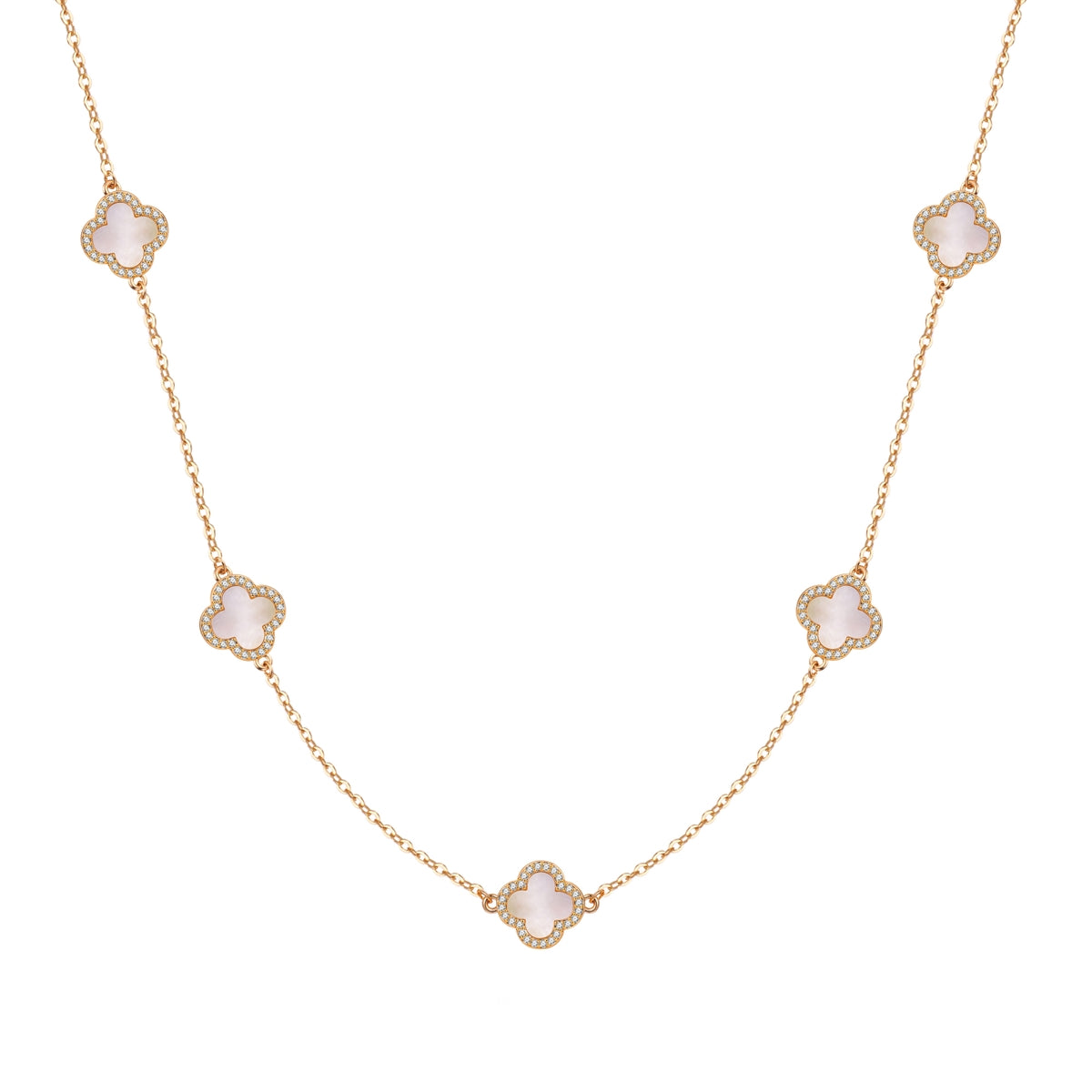 Kette mit Anhänger gelbgold Zirkonia weiß Perlmutt weiß