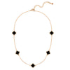 Kette mit Anhänger geblgold Zirkonia weiß Acryl schwarz