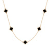 Kette mit Anhänger geblgold Zirkonia weiß Acryl schwarz
